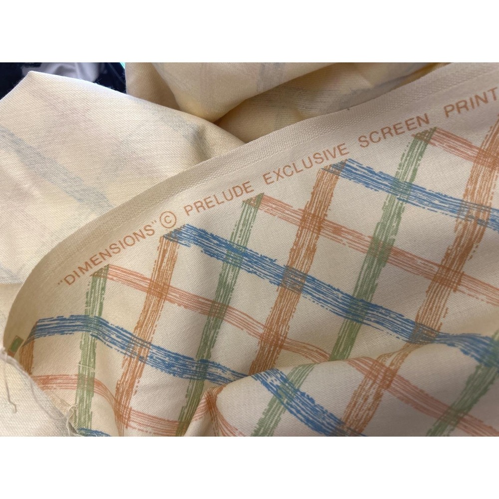 Vintage Prelude Exclusive Screen Print Fabric Dimensions MCM Retro Plaid